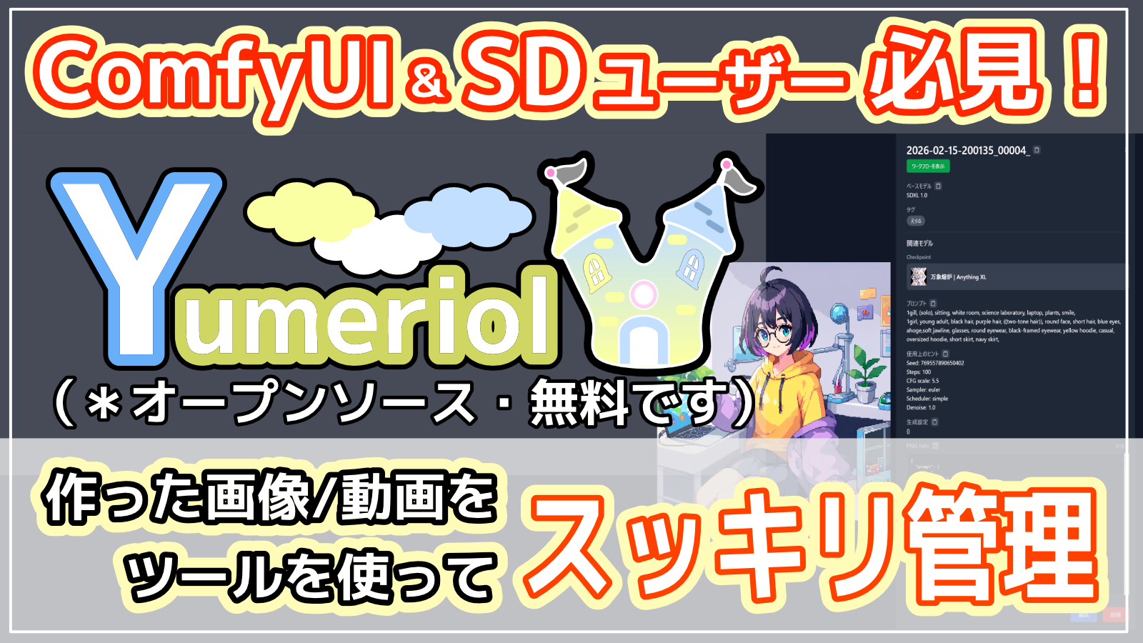 Stable DiffusionやComfyUIで作った画像・動画を管理するおすすめの方法【モデル管理アプリYumeriol】