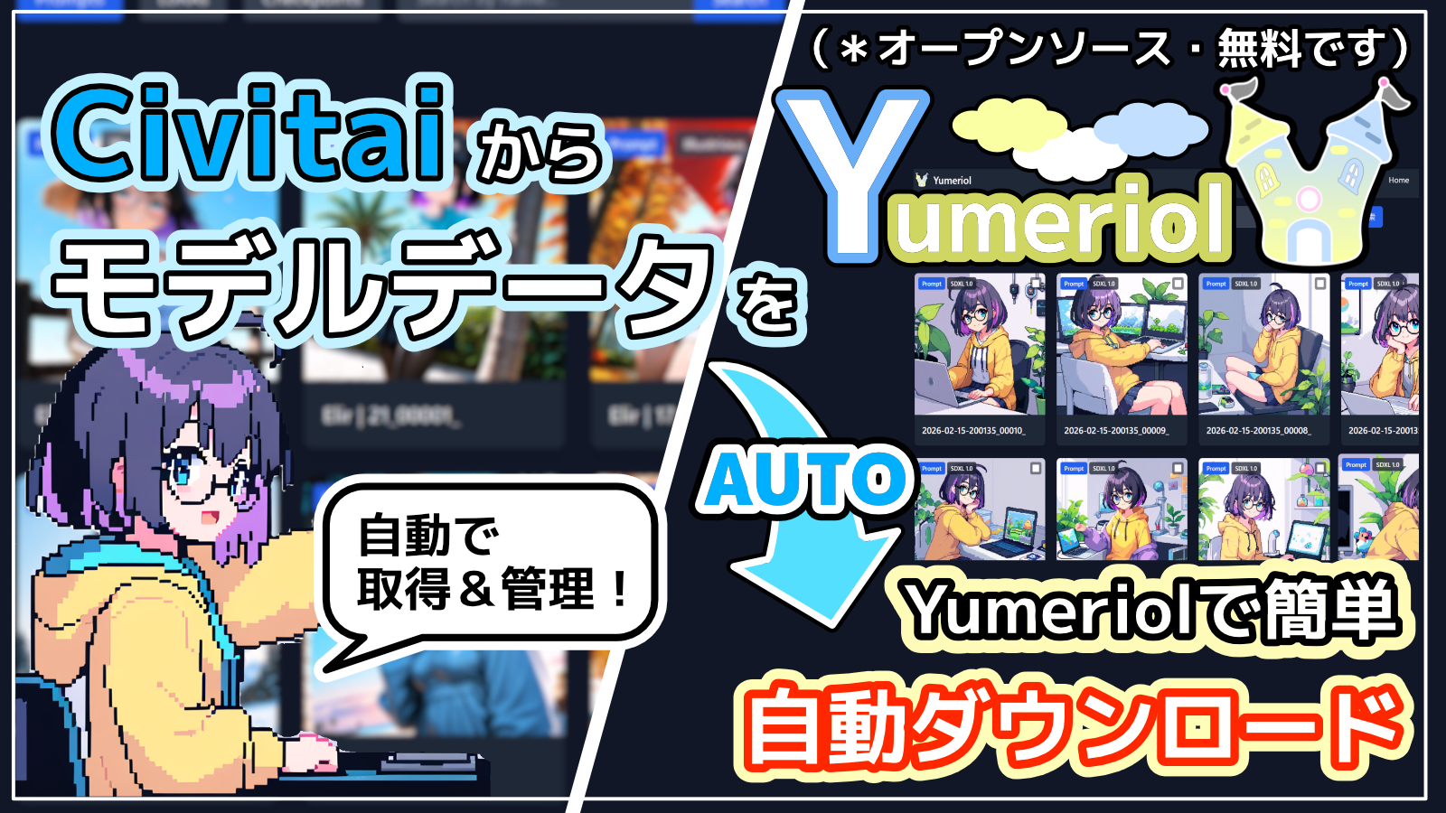 Civitai からモデルデータを自動で取得して管理するおすすめの方法【モデル管理アプリYumeriol】